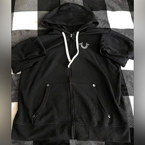 Black True Religion Buddha Zip Up Hoodie.